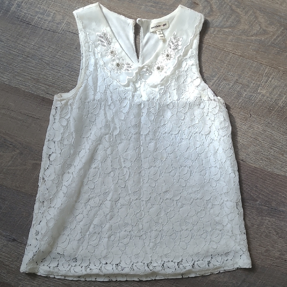 Elegant White Lace Sleeveless Top Girls Suze 7 8